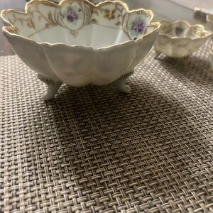 Elegant Gold and Purple Floral Porcelain Bowl